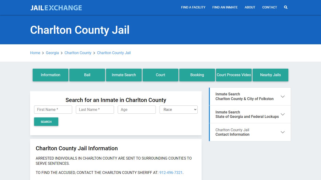 Charlton County Jail Roster Lookup, GA, Inmate Search