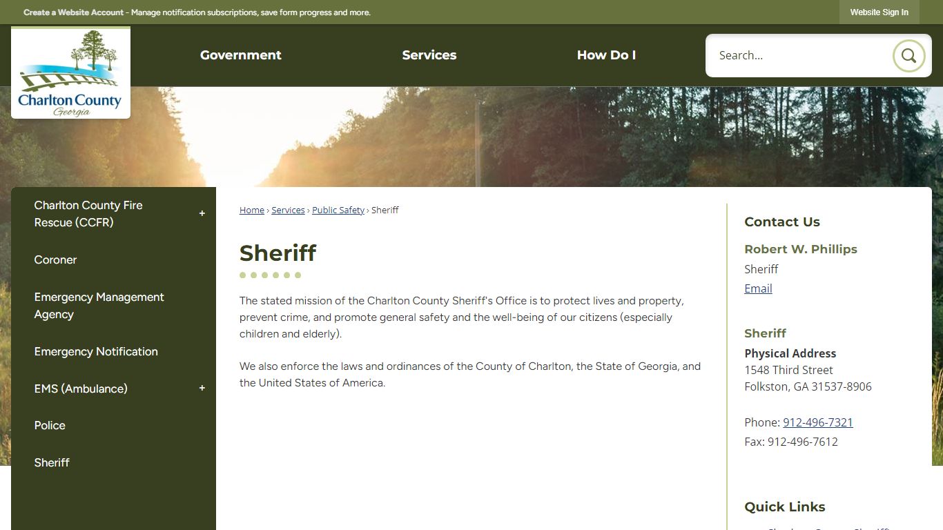 Sheriff | Charlton County, GA - Official Website