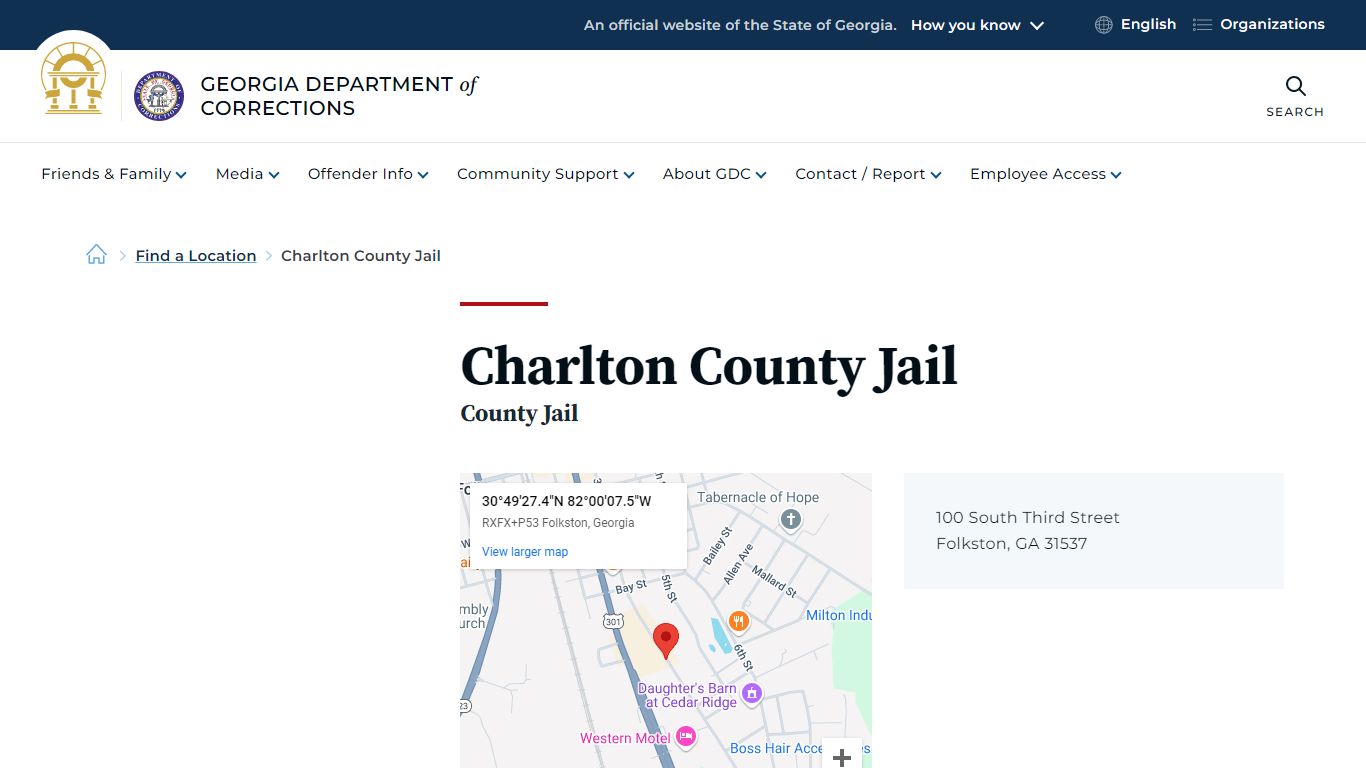 Charlton County Jail - Georgia Department of Corrections